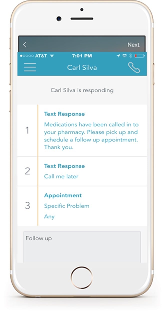 CallMyDoc app - call handling screen