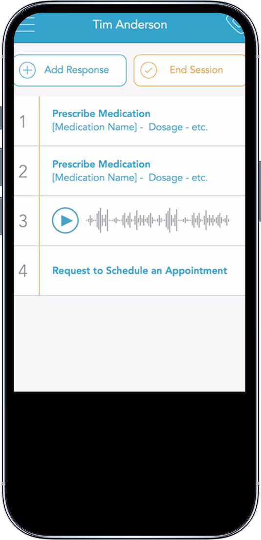 Doctor reviewing patient calls on CallMyDoc mobile app